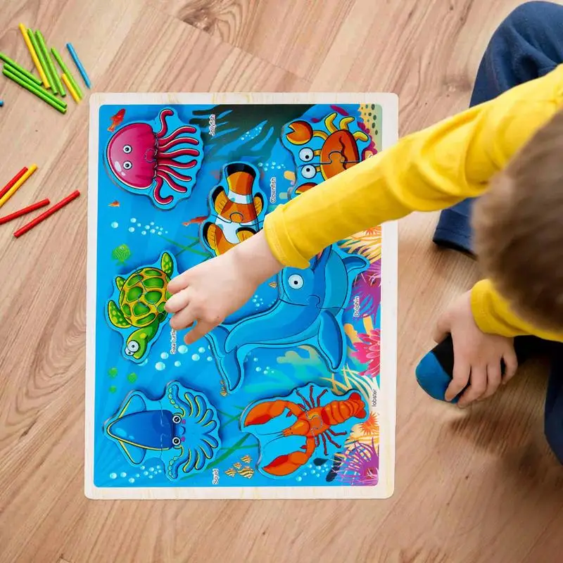 Wooden Sea Animal Puzzles Animals Jigsaw Wooden Puzzles Montessori Jigsaw Puzzles Preschool Toy Animal Puzzles For Kids Children