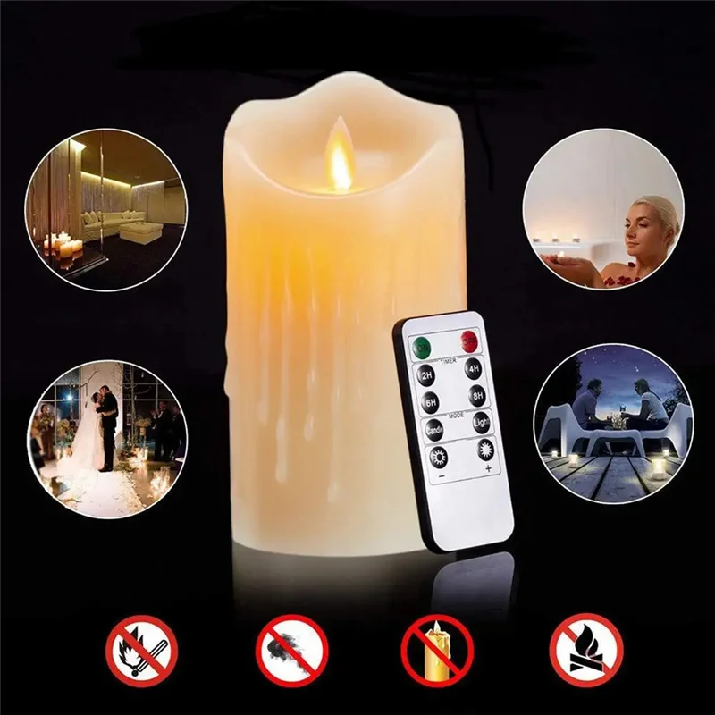 LED Candles, Flickering Flameless Candles,Rechargeable Candle, Real Wax Candles with Remote Control,10cm