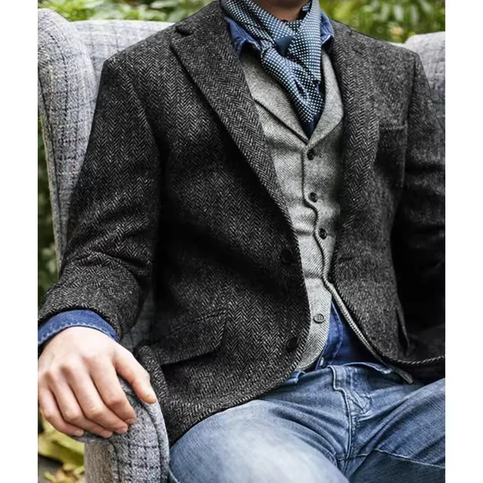 سترة رجالي متعرجة واحدة الصدر سترة عادية موضة الراحة بدلة عمل سليم صالح مدبب الخصر سترة رجالي أنيقة