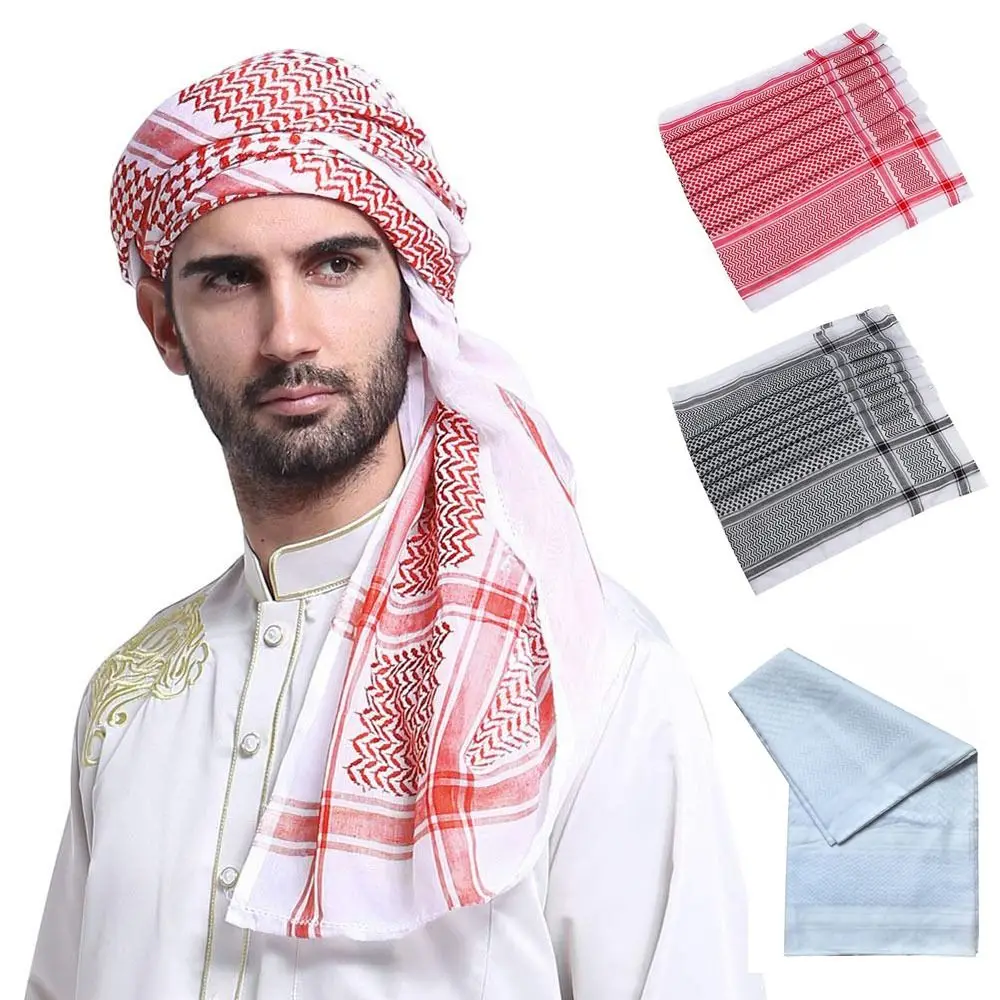 1Pcs Palestine Bandana Muslim Shemagh Scarf Multifunction Headwrap Islamic Traditional Costumes Arabic Turban Hijab