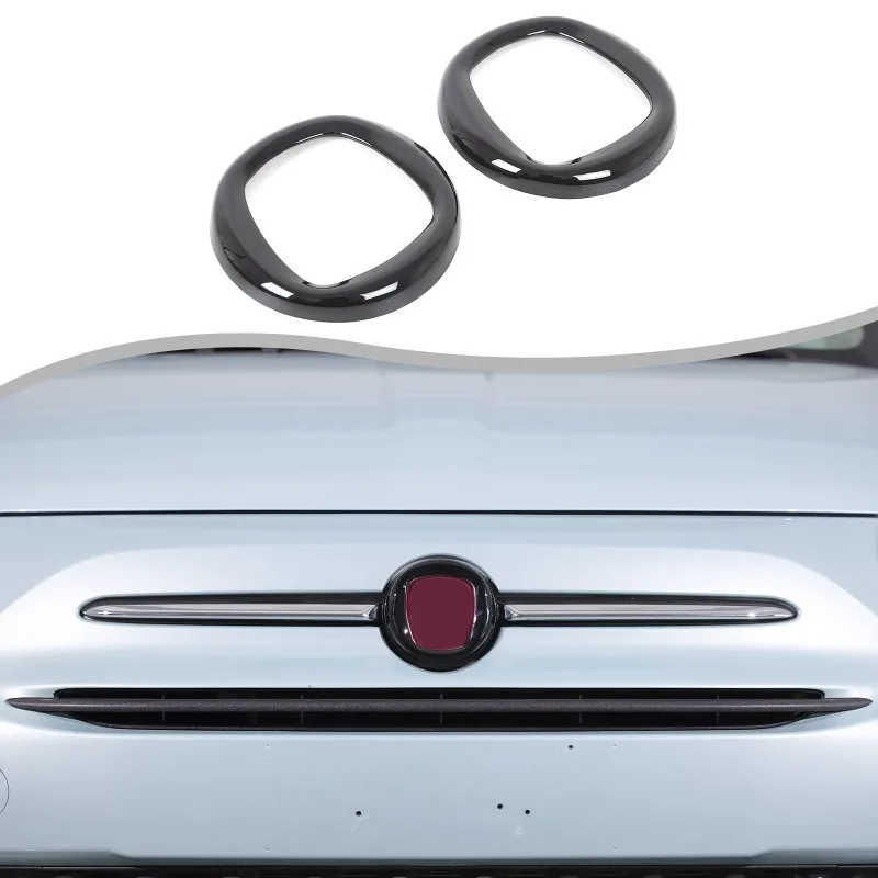

ABS For 2016+ Fiat 500 Front and Rear Emblem Rings Emblem Trim Rings Car Accessories