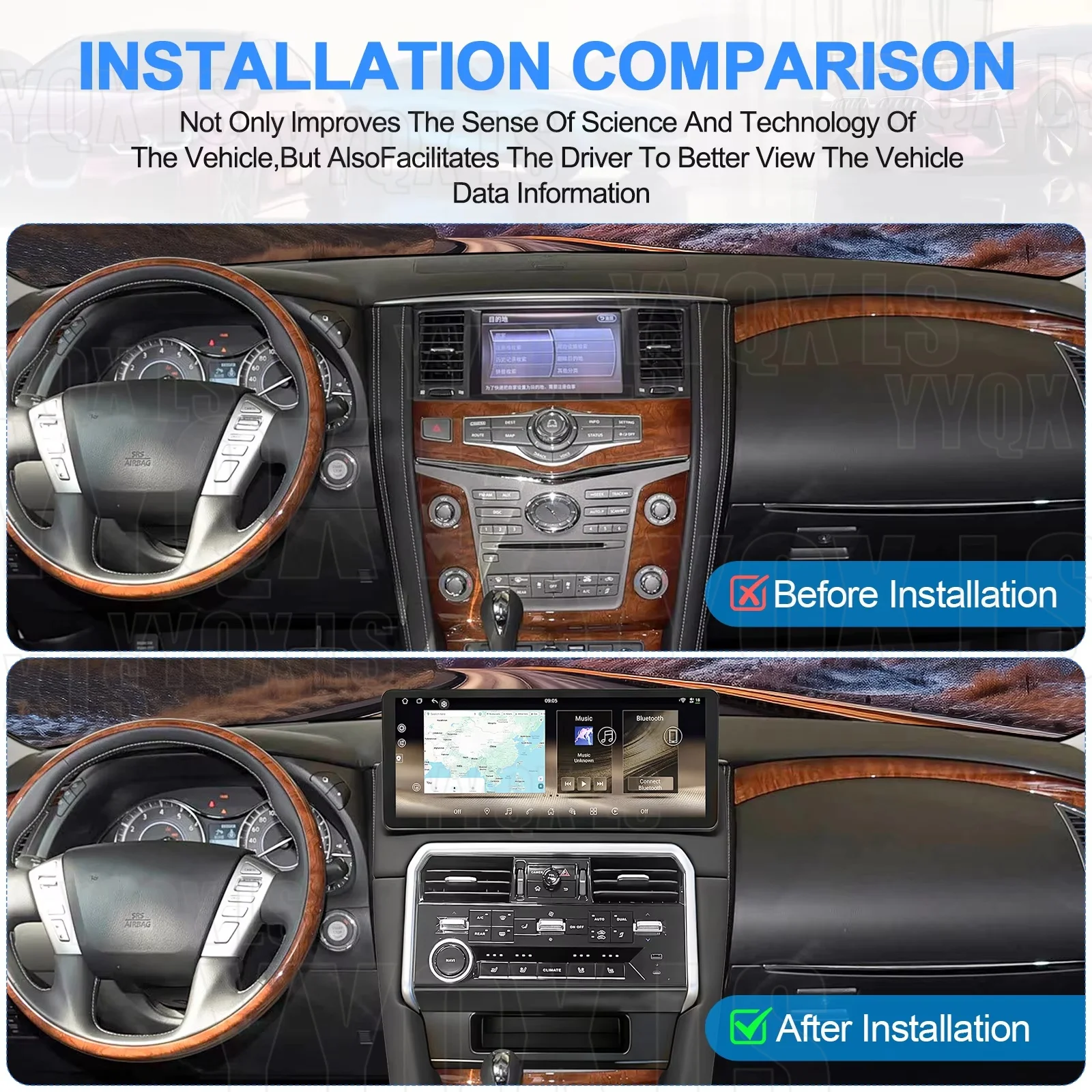 For Nissan Patrol Armada Y62 2010-2021Car Radio Multimedia Player GPS Navigation Carplay Android Auto Headunit Wireless Charger