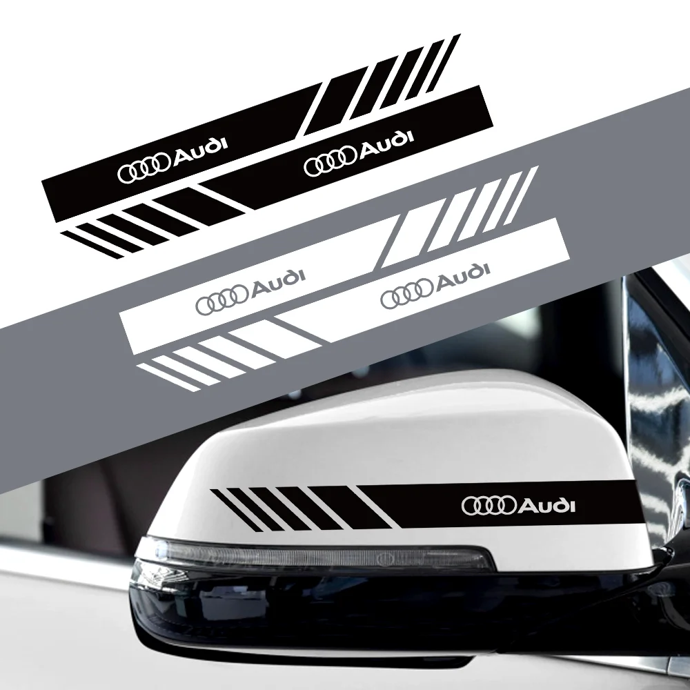2pcs Car Rearview Mirror Emblem Stickers Window Badge Decal For Audi Sline Quattro RS A3 A4 B8 8P A2 A5 A6 A1 Accessories Valve