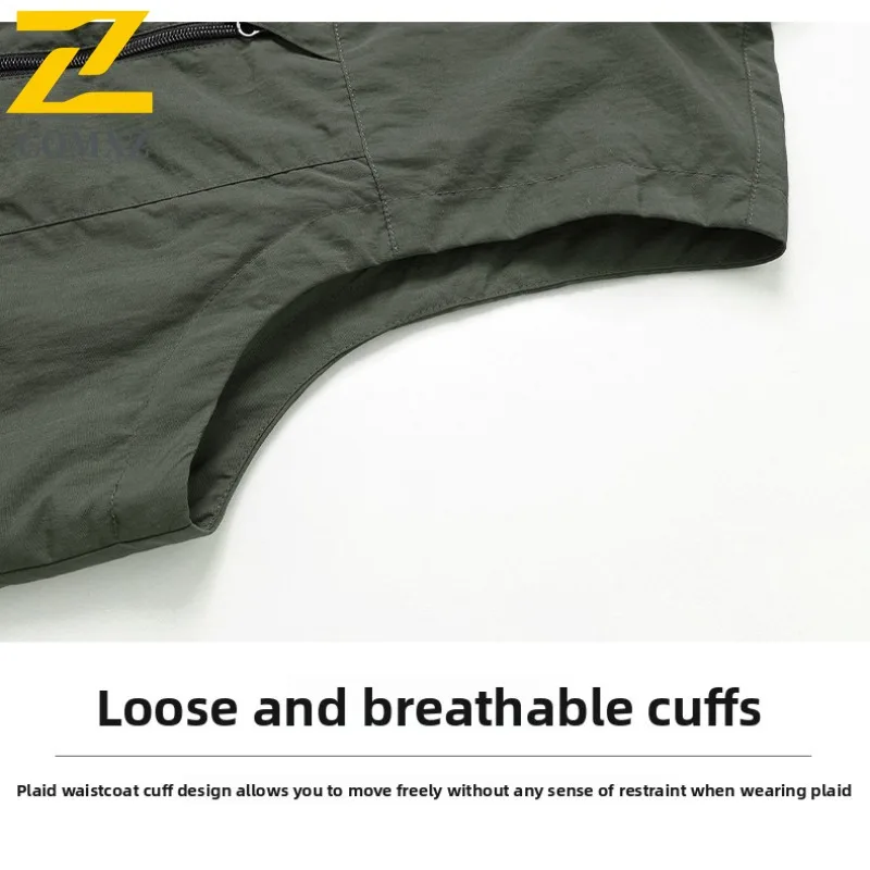 COMXZ 2024 New Vest Men Summer New Outdoor Casual Sport Quick Dry Vest Fishing Suit Workwear Breathable Sleeveless Multi Pocket