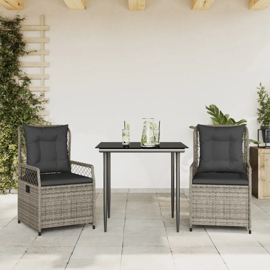 

Garden Dining Set Grey Black Dark Grey