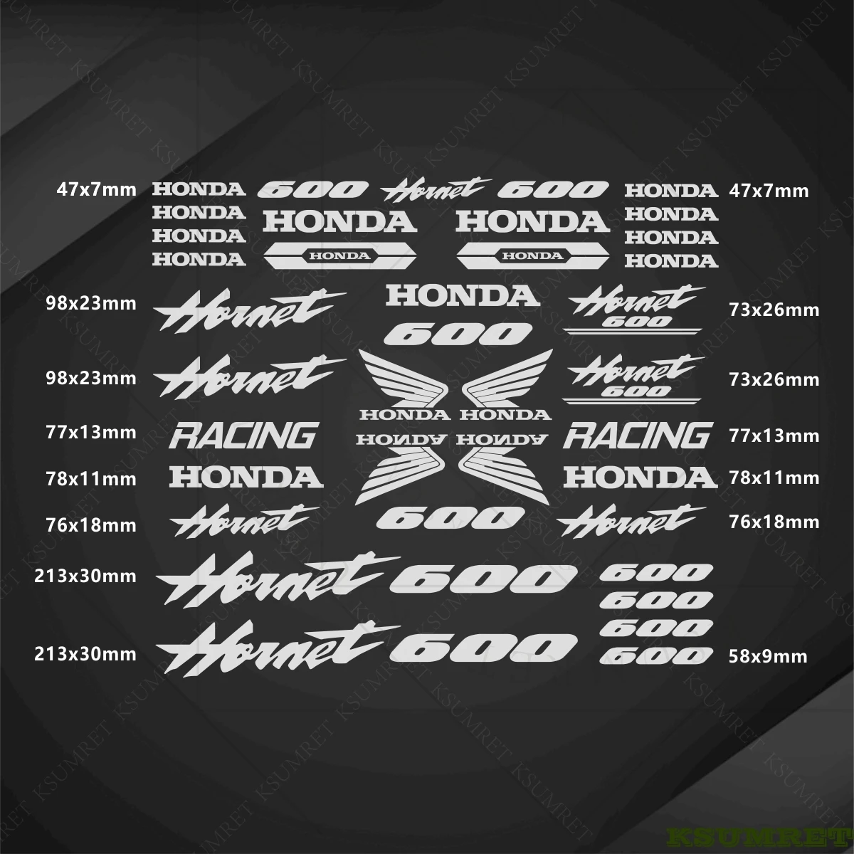 ملصقات شعار Honda للدراجات النارية 600 مقاومة للماء