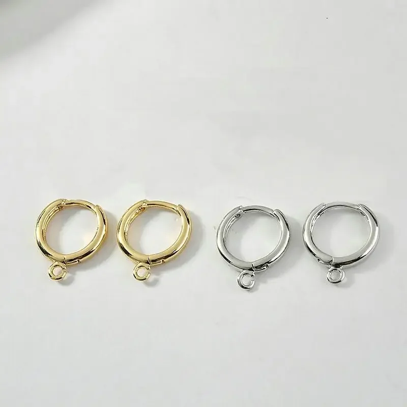 Picture 3: 10PCS 14MM 14k Gold Color plated Round Earring Clasps Hooks For DIY Earring Accessories jewelry making supplies