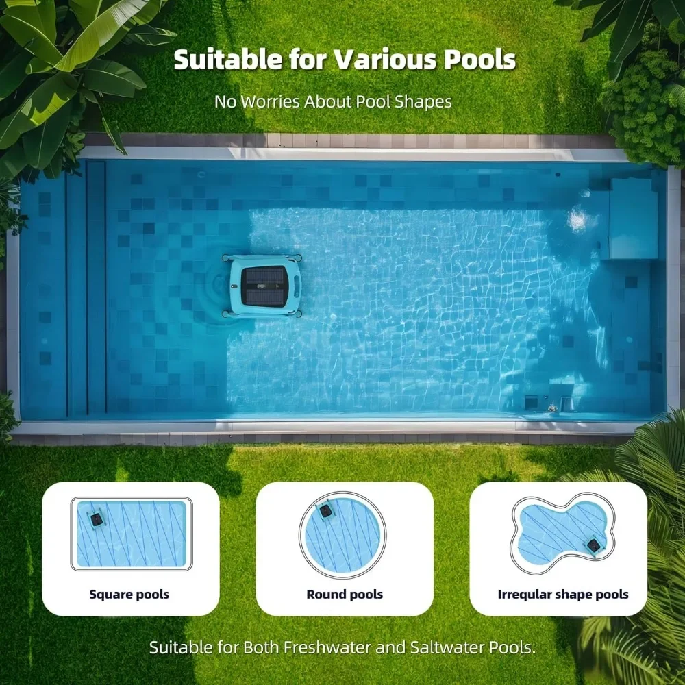 Cleaning Tool，Robotic Solar Pool Skimmer: SR5 Automatic Pool Robot Cordless Solar Powered Pool Skimmer Cleaner for Surface
