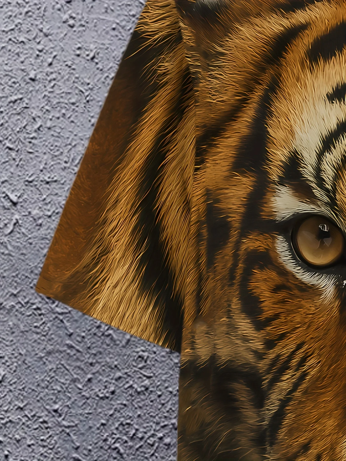 Herren 3D Realistisches Tiger-Gesicht Volldruck T-Shirt Braun Wildes Tier Rundhals Kurzarm-Shirt – Detail 5