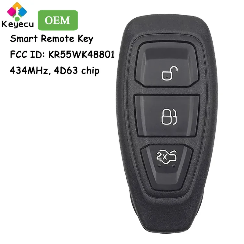 

KEYECU OEM Smart Remote Car Key With 3 Buttons 434MHz 4D63 Chip for Ford Focus C-Max Mondeo Kuga Fiesta B-Max Fob KR55WK48801