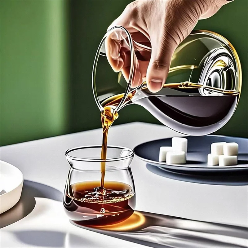 Cafetera de vidrio elaborada a mano de 600ml, jarra de café helada, olla para compartir, taza aromática de café de 210ml, cafetera, herramientas de Barista