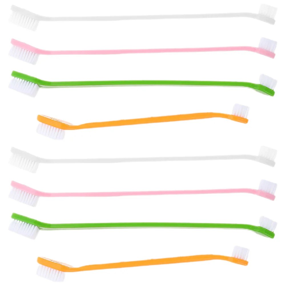 8 Pcs Cat Toothbrush Dog Double Head Toothbrushes Teeth Dual Headed Dental Puppy