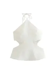 Women's Backless Halter Neck Tank Tops, Female Camis, Tied, Hollow Out, Sexy, Fashion