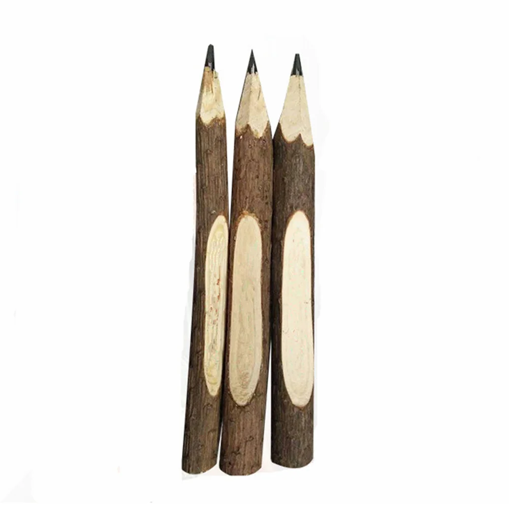 

15 PCS Bins Stickers Branch Pencils Twig Trash Can Checkered Bark Wood Natural Log