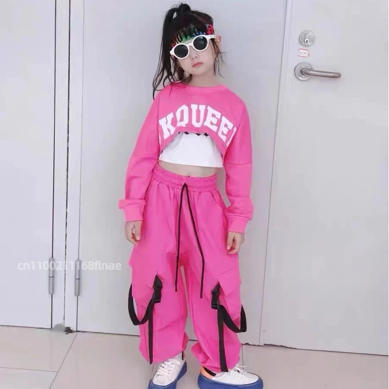 Girls' Jazz Dance Performance Costumes, Girls' Hip Hop Set, Girls' Umbilical Clothing, Street Dance Performance Trendy Clothing