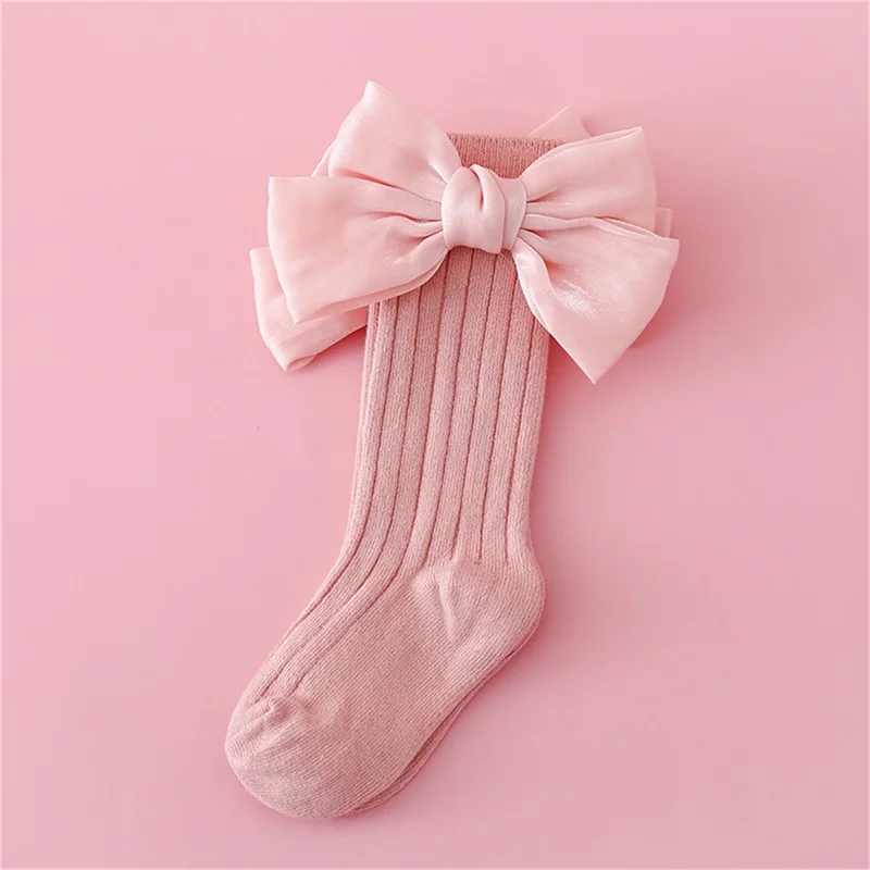 

Toddler Baby Girl Bowknot Knee High Socks Spring Autumn Knit Cotton Socks for Casual Party Wedding School