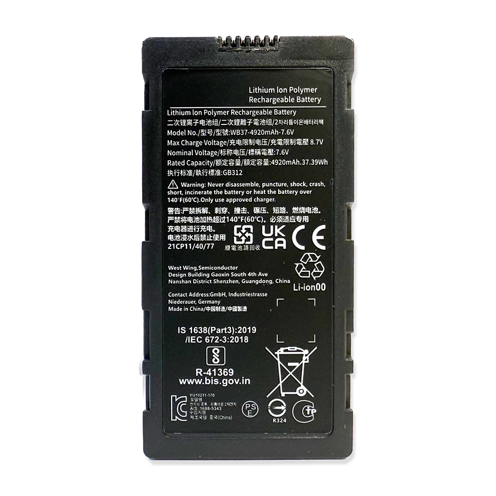 7XINbox WB37 7.6V 4920mAh Battery For DJI Cendence Remote Controller Phantom 4 RTK MG-1P T10 T16 T20 FPV Remote Controller Cryst