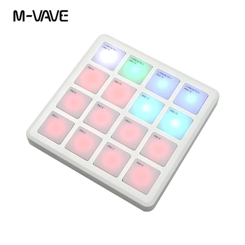 M-VAVE SMC 패드 포켓 패드 휴대용 무선 MIDI 컨트롤러, 타악기 키보드 USB-C 인터페이스 도구, 16 개 패드 