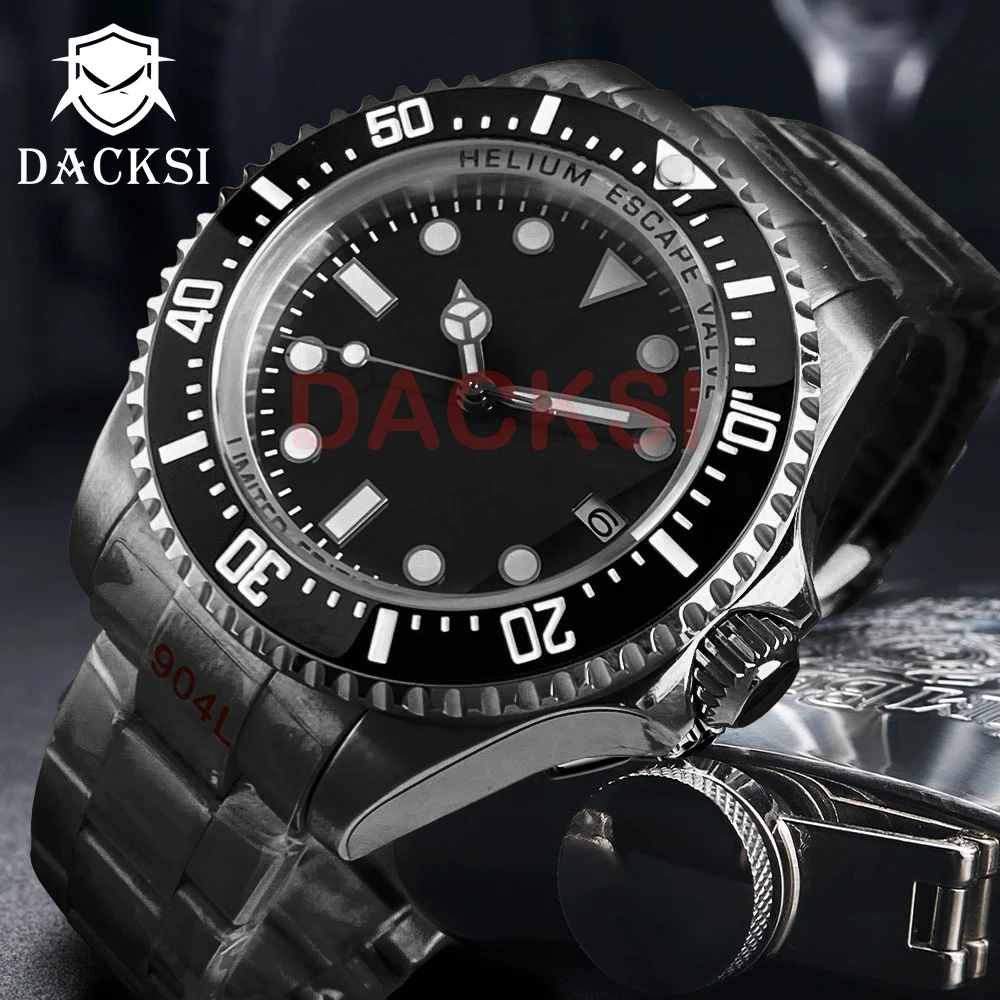 DACKSI 43mm NH35A PT5000 Stainless Steel Automatic Mens Watch Sapphire Glass Luminous Mechanical Wrist watch Rotating Bezel Date