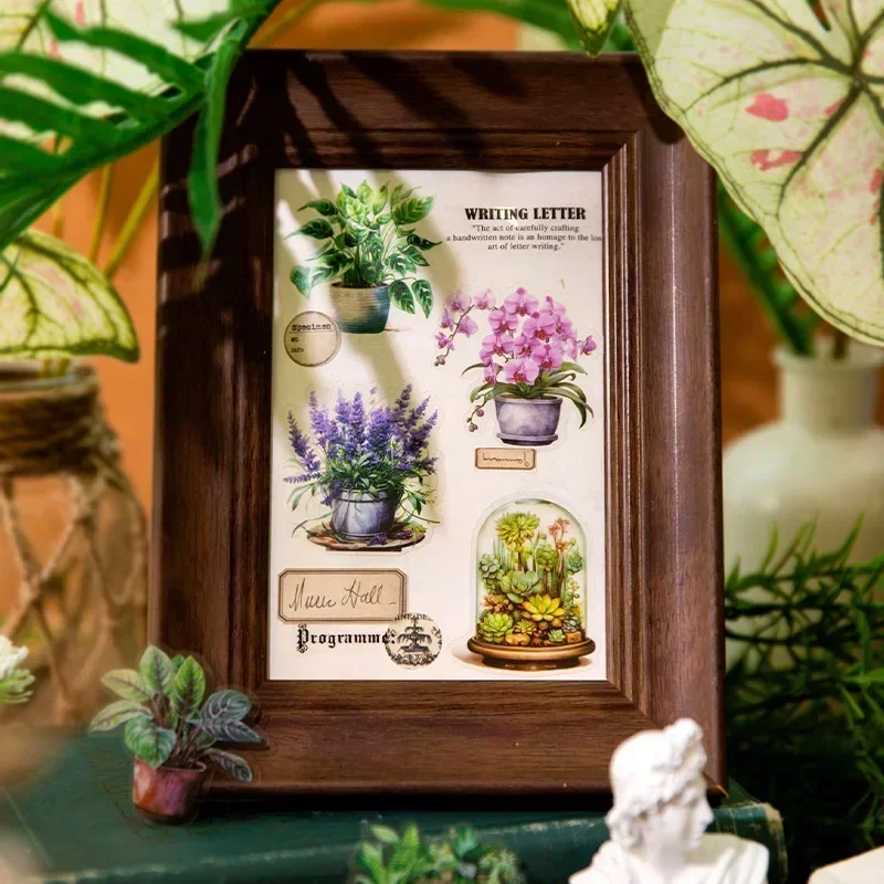 30Sheets Scrapbook cut Decoration Watercolor material Sticker Pack variety plant illustrated plant handbook Writing 150*90mm