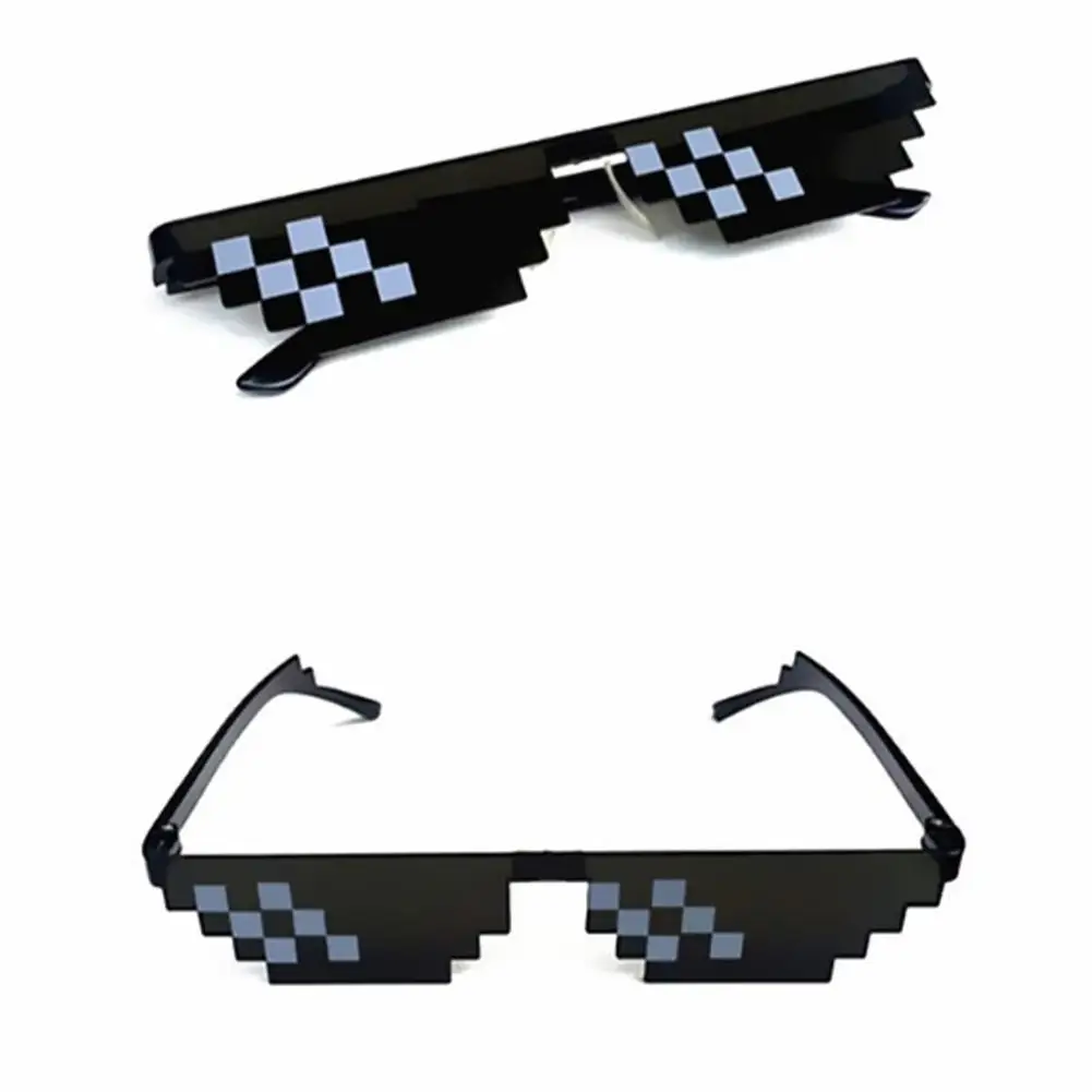 แว่นตากันแดดลายทางสีดำแบบยูนิเซ็กส์, แว่นตาแนวพิกเซลย้อนยุคทำจากโมเสคของเล่นเพื่อความสนุกสนานใช้เป็นของขวัญสำหรับงานเลี้ยงหรือประชุม