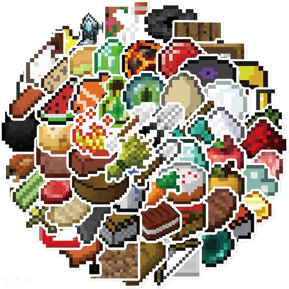 70Pcs Pixels Game Cartoon Stickers Mobile Phone Case Luggage Skateboard DIY Decorative Waterproof Stickers For Kids Toy