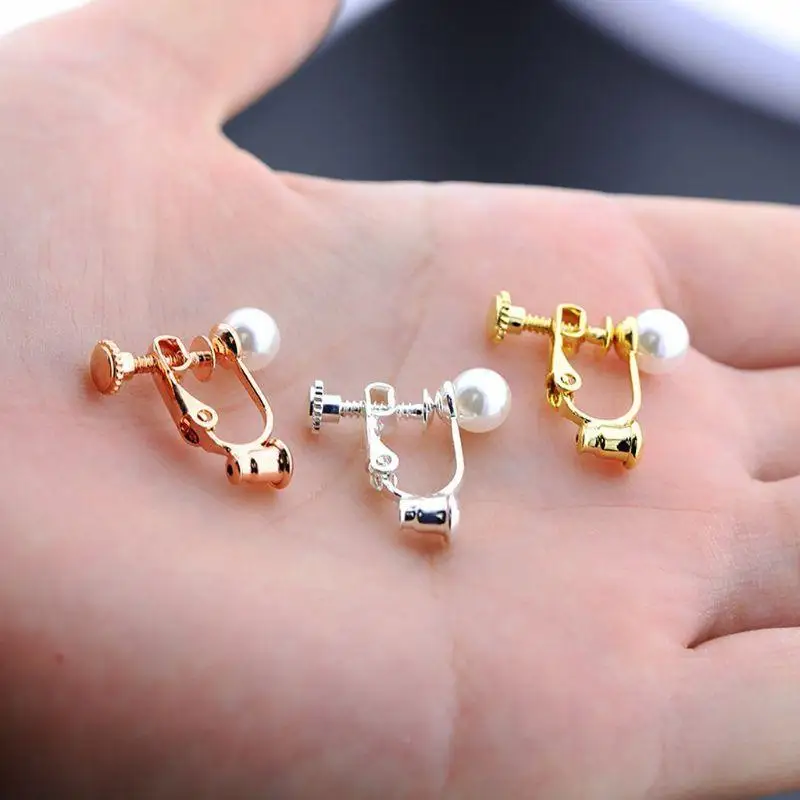 A52E DIY handgefertigte Clip-on-Ohrring-Konverter, Schraub-Ohrclip-Konverter, verwandeln Sie Ohrstecker mit silberner Nadel in – Detail 4