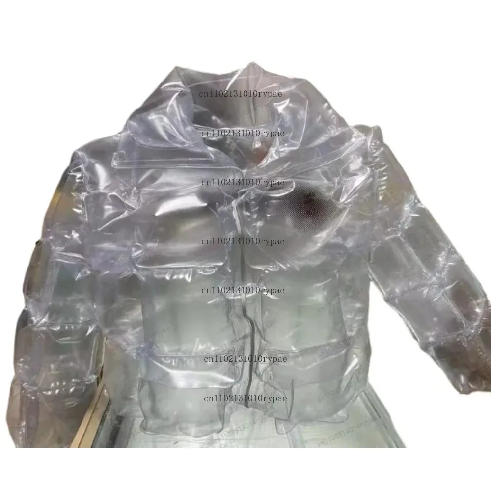 

Transparent Inflatable PVC Jacket, Futuristic Air-Filled Coat with Manual Pump, Windproof Fashion Statement for Men Women