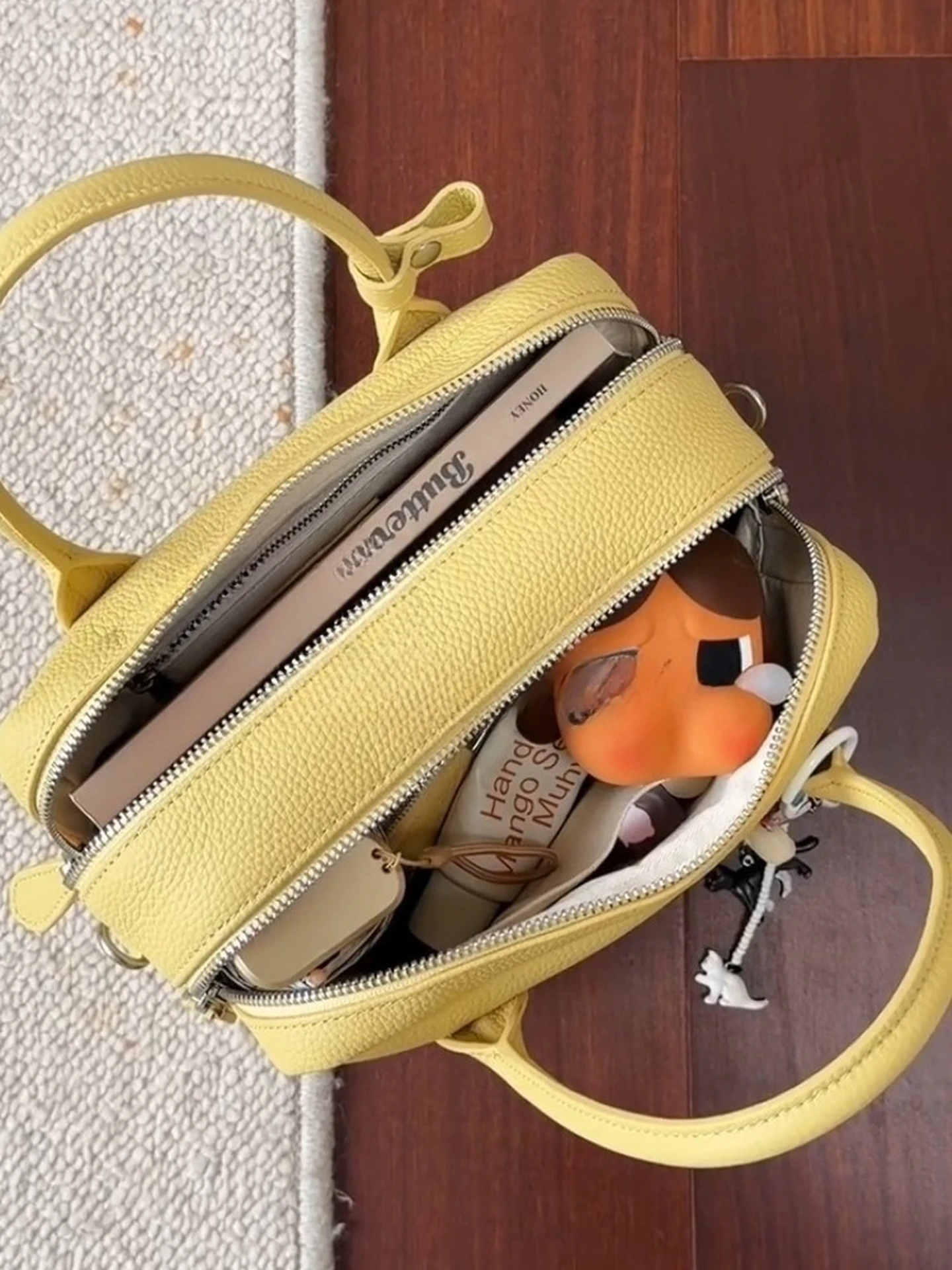 Yellow Commuter Boston Bag Women's 2026 New Style Office Small Handbag Bowling Bag Summer Season Single Shoulder Bag Handbag