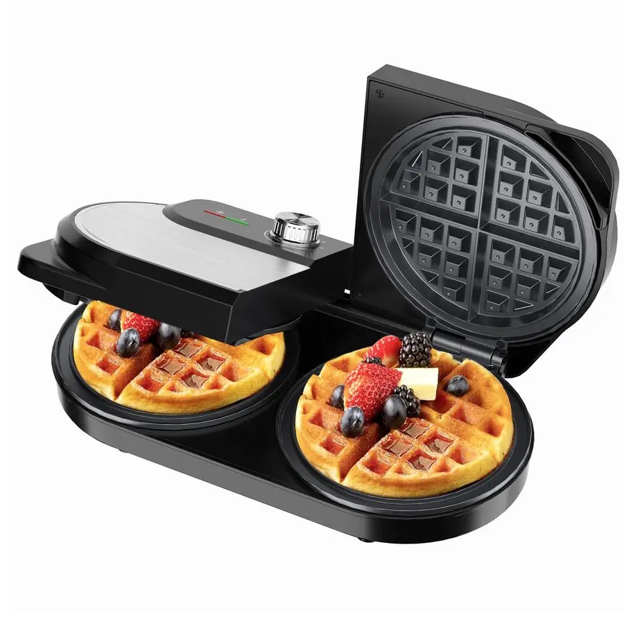 

Waffle Maker 6 Inch, 1400W Belgian Waffle Maker for Breakfast and Snacks, Stainless Steel Waffle Iron with Nonstick Plates, Temp