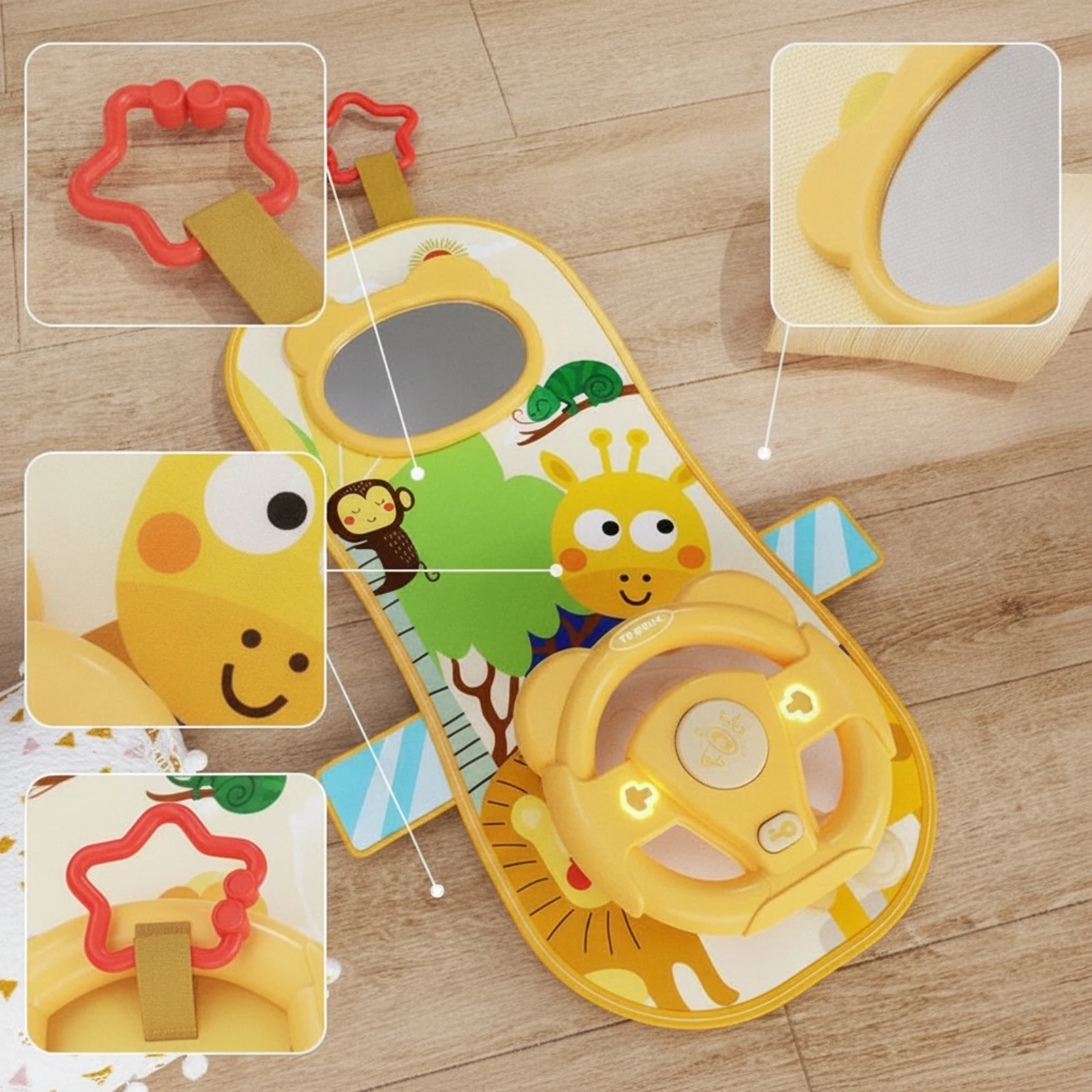 Car Seat Toy with Hanging Toys Sensory Car Seat Toy with Mirror Hanging Activity Board Engaging Colorful for Babies, Road Trips