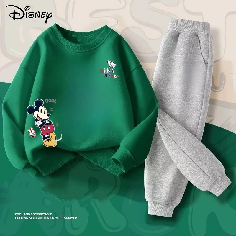 الخريف طفل الفتيات الفتيان الملابس مجموعة الأطفال ديزني ميكي الطباعة البلوز بلوزات وسراويل أسفل 2 قطعة دعوى القطن رياضية #3