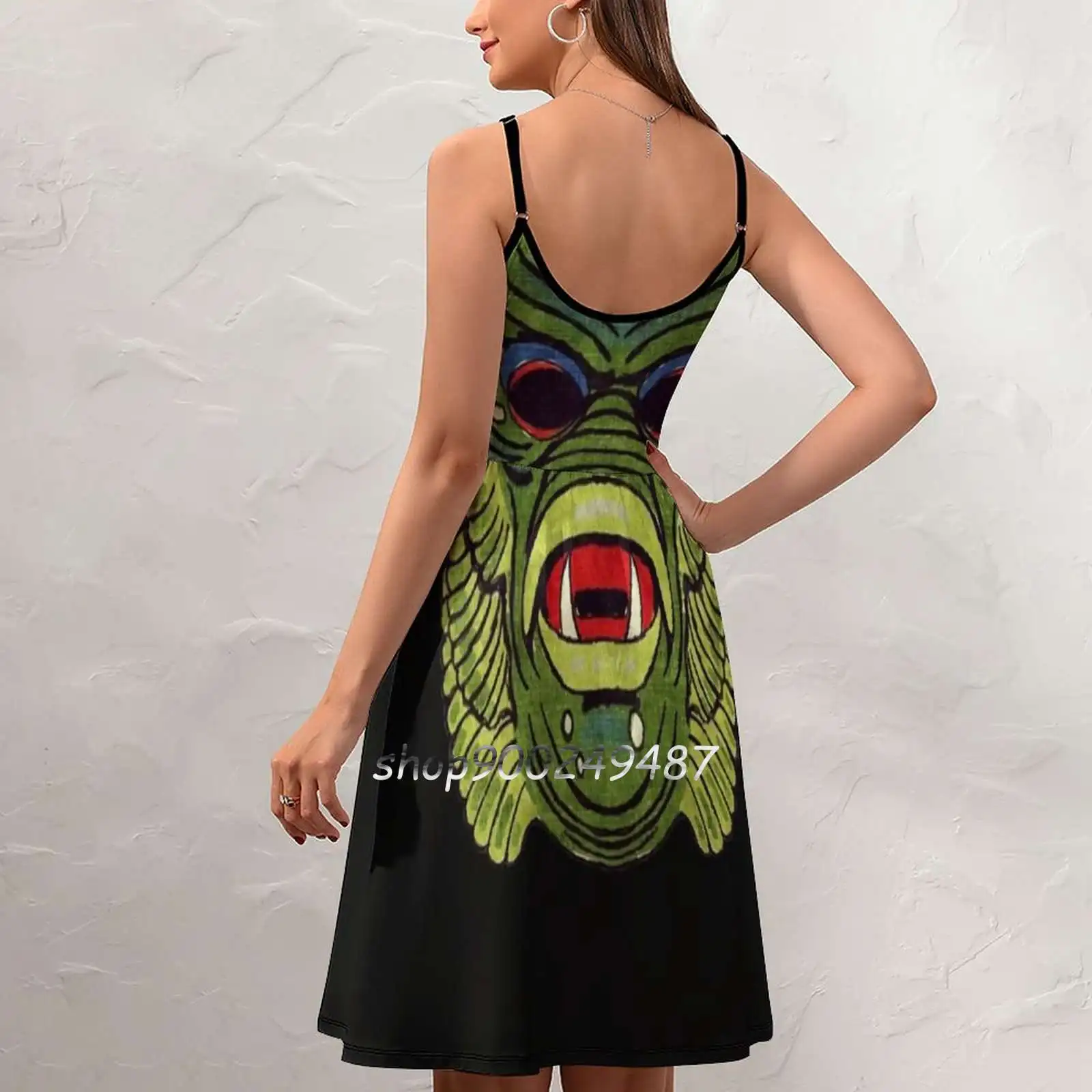 Creature From The Black Lagoon Sling Dress Women Summer Printing Condole Belt Dresses Creature From The Black Lagoon Halloween