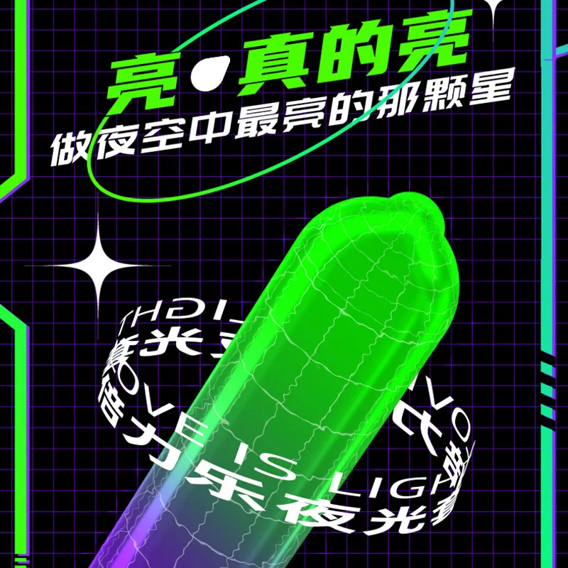 3 Pcs Fluorescent Night Light Glowing Condoms Men Women Contraception Luminous Condom Sex Products 4 Pcs Ultra-Thin Penis Sleeve