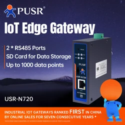 PUSR Edge Computing IoT Gateway 2*RS485 with SD Card Modbus to MQTT/Json DL645 to MQTT+Json RS485 to Ethernet USR-N720-ETH