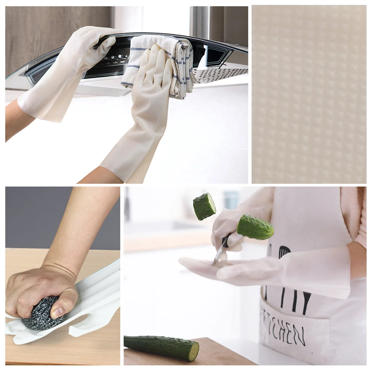 

1Pair Dishwashing Rubber Gloves Xl White Breathable Waterproof Gloves for Kitchen Cleaning Car Wash Laundry