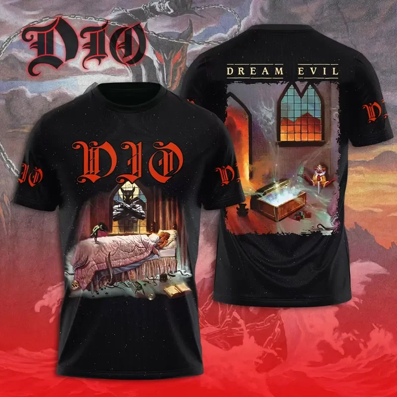Men Heavy Metal Rock Dio Band 3D Print T Shirt Casual Street Hip Hop Trend Oversized Round Neck Tee Fashion Top