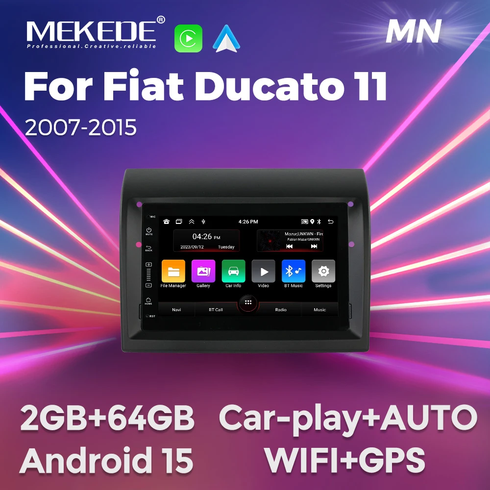 MEKEDE Android 15 2+64GB For Fiat Ducato 2007-2015 Wireless CarPlay Auto Car Radio GPS Multimedia Player BT DSP Stereo Head Unit