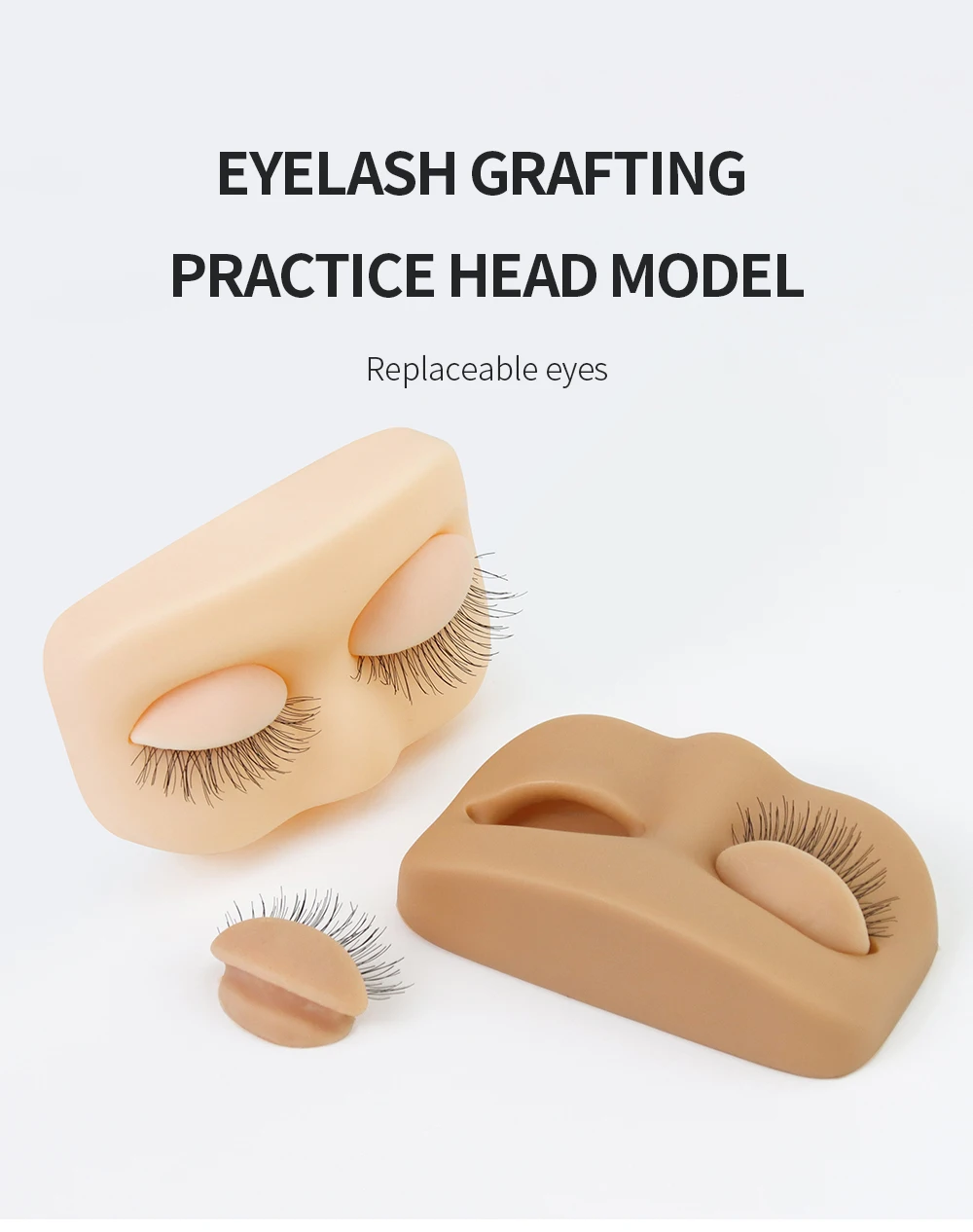 GLAMLASH Mini Lash Flat Model Head Übungs-Wimpernverlängerungs-Trainingskopf mit abnehmbaren Ersatz-Augenlidern – Detail 1