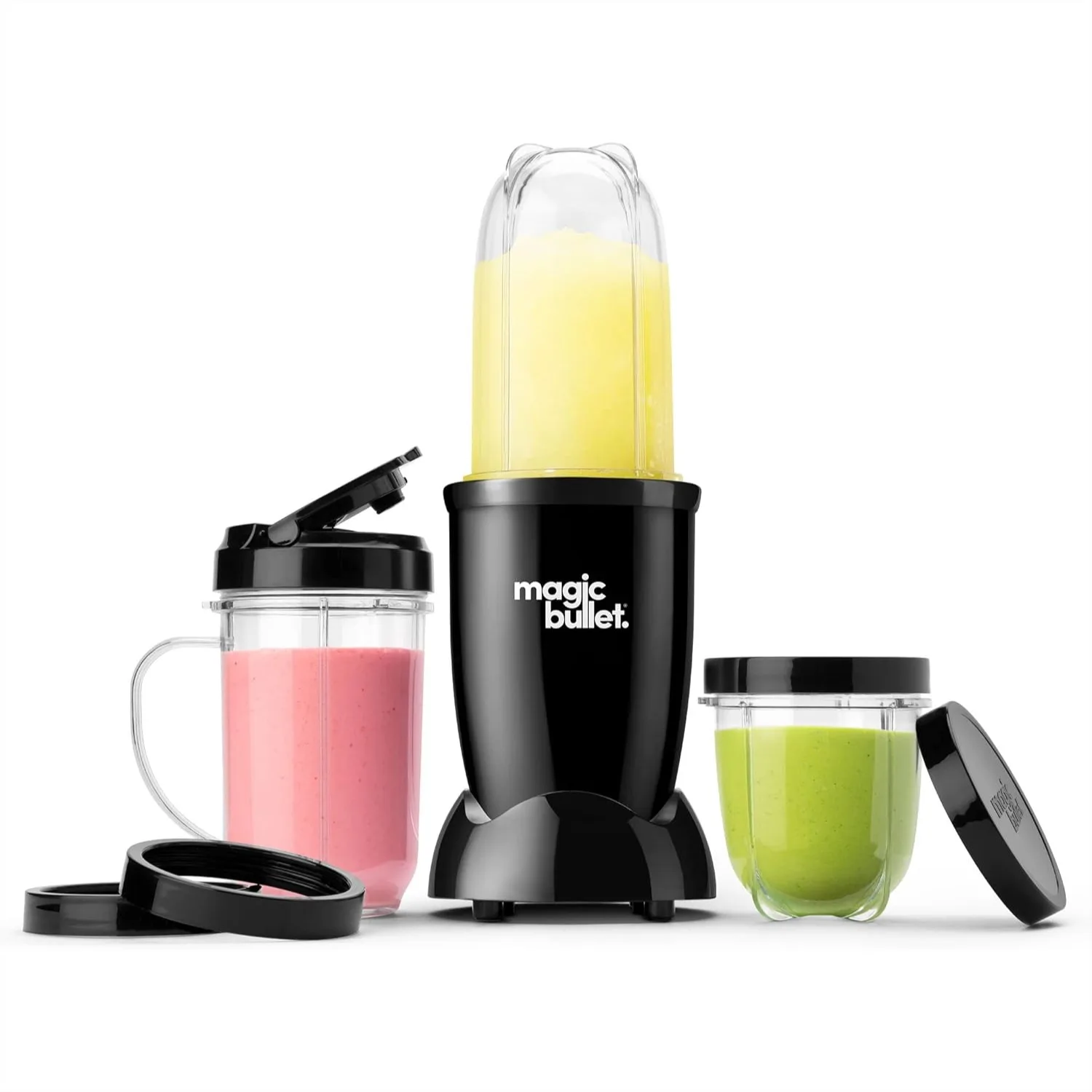 Magic Bullet Blender, 11 Piece Set, Small Black, High-Torque 250W, BPA-Free Cups
