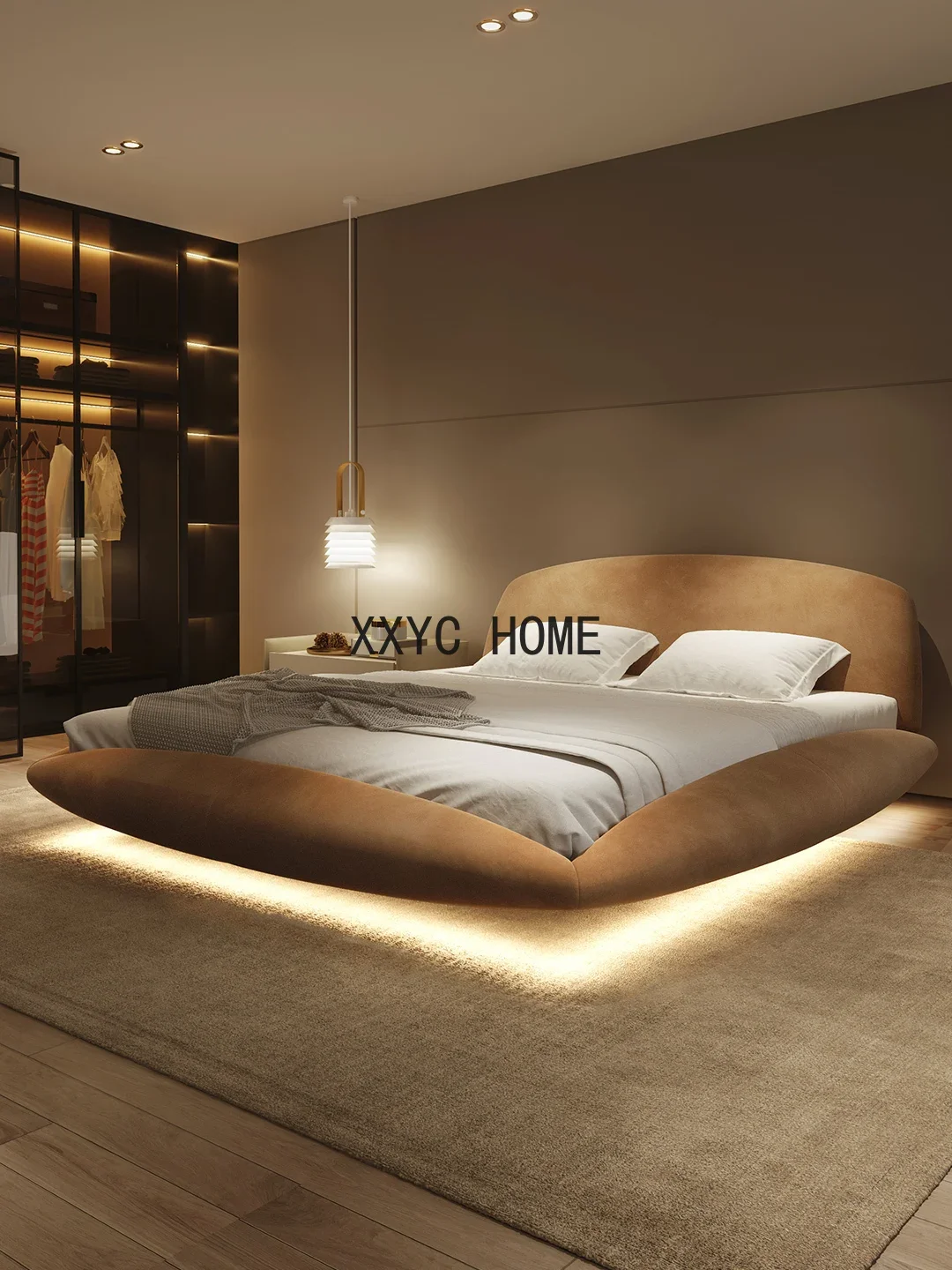 

Итальянская легкая роскошная тканевая кровать, мягкая сумка, элегантная кровать в главной спальне