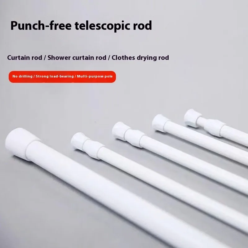 

No Drill Shower Telescopic Tension Rod 30-110cm Spring Loaded Metal Extendable Bar for Curtain Bathroom Window Closet
