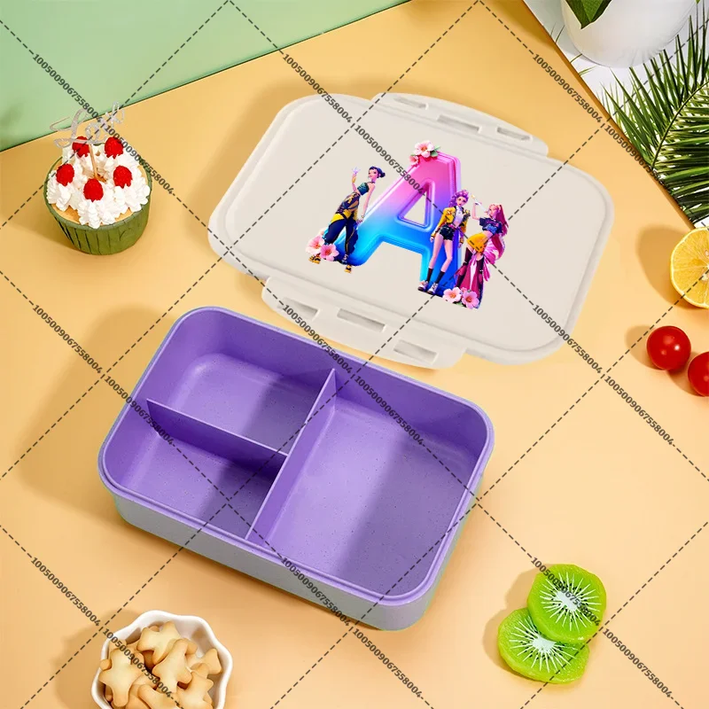 KPop Demon Hunters Lunchbox dla uczniów, przenośny, uroczy pojemnik na lunch z literami A-Z, wygodny pojemnik na jedzenie do szkoły, akcesoria do przechowywania żywności.