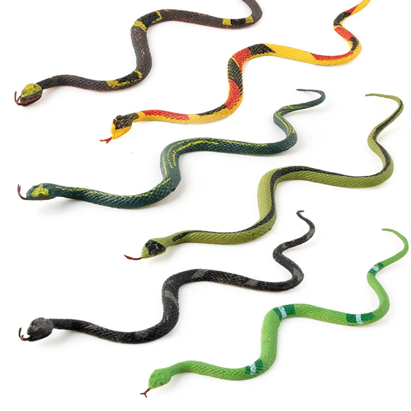 6pcs Fun Static Simulation Wild Snake Animal Models Toys Children Prank Toys Scary Toys Reptile Cobra Rattlesnake Ornament Gift