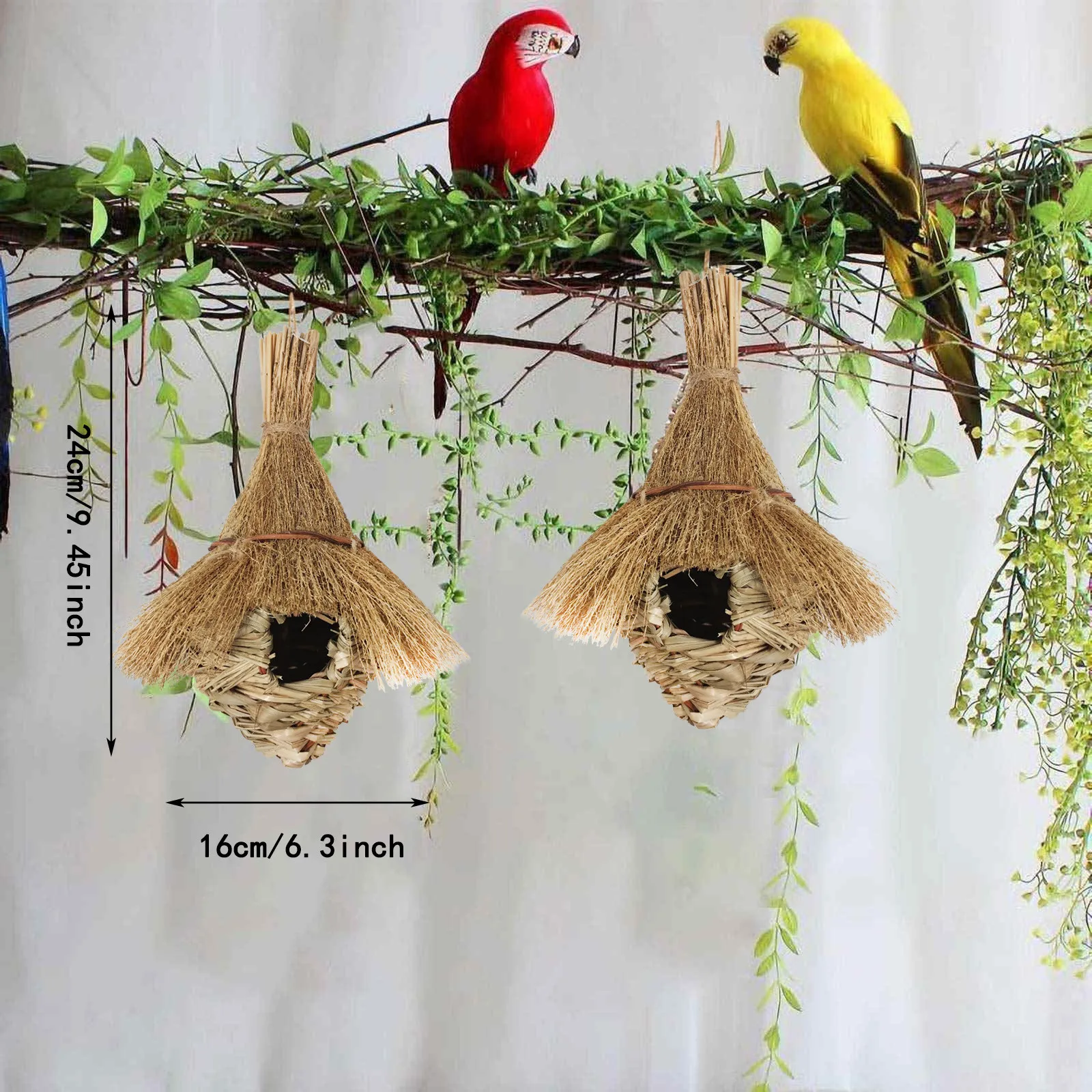 手織り天然草わらハチドリの巣屋外装飾家ペットの寝室庭パティオ芝生リビング場所アクセサリー
