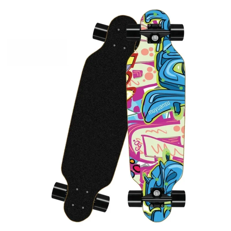 

Mini Longboard 80*20cm 4 Wheels Maple Wood Complete Skateboard Cruiser Board for Beginners Teenagers Youth