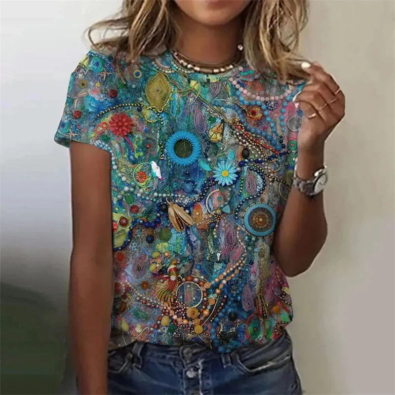 Harajuku New 3D Persia And India Paisley Pattern Printing T Shirt For Women Hinduism Spiritual Totem Graphic Tee Shirts Clothing