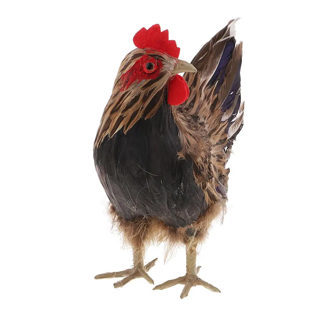 Figura de Animal de la vida de la Granja Modelo de gallina ligera, decoración, PVC + pluma, 9"