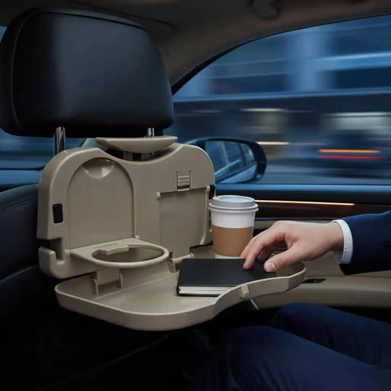 

Foldable Car Food Tray Universal Fit Foldable Car Seat Tray Backseat Dining Plate Sturdy Vehicle Food and Drink Holder