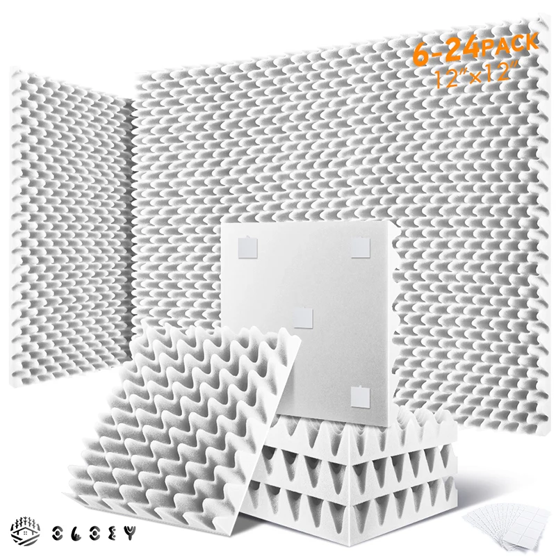 

Sound Proofing Padding 6/12/24 Pcs, Acoustic Foam Egg Crate Acoustic Sponge Pad, Studio Soundproofing Panel Room Accessories